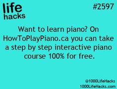 1000 Lifehacks, Best Hacks, Free Piano, 1000 Life Hacks, Play Piano, Learn Piano, Simple Life Hacks, Piano Lessons, Diy Life Hacks