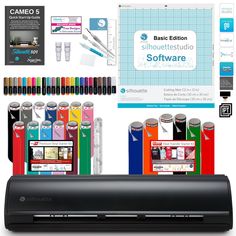 the silhouette studio software includes all kinds of pens, markers, and other office supplies