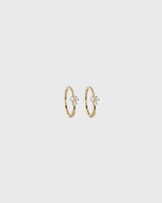 Trio Diamond Hoop Gold | Sarah & Sebastian Black Packaging, Gold Diamond Earrings, Wire Rings, Cartilage Earrings, Letter Necklace, Birthstone Necklace, White Diamonds, Conflict Free Diamonds, Diamond Clarity