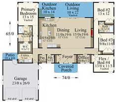 the floor plan for this house is very large and has two bathrooms on each side