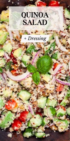 quinoa salad with red onions, cucumber and tomatoes