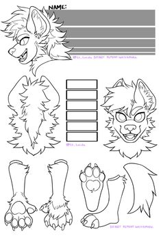 an animal character sheet with the name and numbers