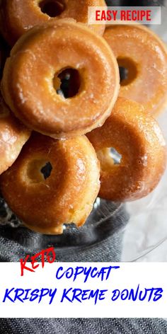 gluten free homemade Copycat Krispy Kreme donuts recipe for keto low carb diet Keto Old Fashioned Donut, Gluten Free Keto Donut Recipe, Keto Baked Blueberry Donuts With Lemon Glaze, Keto Krispy Kreme Donut, Best Keto Donut Recipe, Keto Glazed Donut, Keto Donuts Low Carb Easy, Keto Yeast Donut Recipe, Keto Pumpkin Donuts Baked