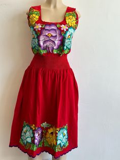 100% Authentic Mexican Dress  This Dress is gorgeous. Once size fit up to Large Color: Red This dress can feet up to XLarge This dress has elastic an the waist  Ebroidery Mexican Dress.Boho Chic Dress Folk Fabric Flowers Mexican Tunic Traditional Embroidery This Dress is perfect for those beach day or any occasion This Dress is meant to provide extreme comfort throughout the day The perfect gift for her Casual Red Dresses With Floral Embroidery, Casual Red Dress With Floral Embroidery, Red Embroidered Summer Maxi Dress, Red Floral Embroidered Dress For Festival, Folk Style Red Maxi Dress, Red Folk Style Maxi Dress, Red Embroidered Maxi Dress For Summer, Red Embroidered Dress With Floral Detail For Festival, Red Bohemian Dress With Floral Embroidery