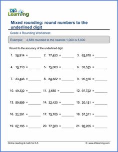 rounding numbers to the nearest 1, 000 worksheet for grade 4 and 5