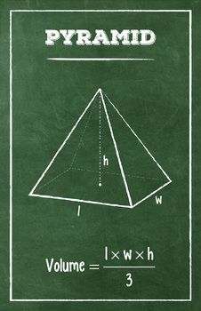 the pyramid is shown on a green chalkboard with white writing that reads pyramid volume i,