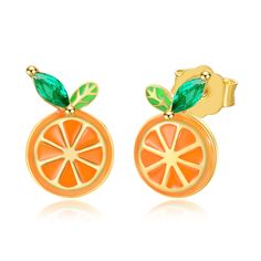 PRICES MAY VARY. DESIGN-We design cute fruit earrings will give people a fresh feeling. Wear the small orange earrings to the beach Party or pair them with a summer dress, your fashion-loving ear will thank you. MATERIAL-Orange Tangerine Earrings are made from 925 Sterling Silver and sparkling Cubic Zirconia. The top of the orange has a cute green leaf for that little extra “bling”.Hypoallergenic, lead-free, nickel-free, is a good choice for sensitive ears. The Tangerine earrings is lightweight Orange Jewelry, Fruit Earrings, Orange Earrings, Communion Gifts, Fresh Feeling, Cute Fruit, Orange Fruit, Fruit Design, Colorful Earrings