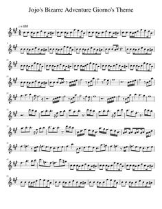 the music score for jojo's bizarre adventure giroo's theme sheet