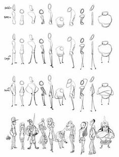 a drawing of people standing and sitting in different positions