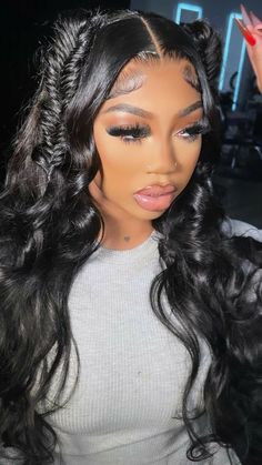 Lace Wigs Styles, Weave Ponytail Hairstyles, Frontal Wig Hairstyles, Black Ponytail Hairstyles, Birthday Hairstyles, Quick Weave Hairstyles, Frontal Hairstyles, Pretty Braided Hairstyles, Flat Iron Hair Styles