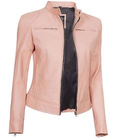 Women's Light Pink Biker Racer Leather Jacket - Subtle Moto Elegance
Embrace your daring side with our Women's Light Pink Biker Racer Leather Jacket. It's not just a piece of clothing; it's an embodiment of your adventurous spirit. Designed with meticulous attention, this jacket harmoniously blends biker toughness with the elegance of cafe racer aesthetics. The delicate light pink color adds a touch of femininity to your look, whether you're cruising the streets or embarking on a motorcycle jour Fitted Pink Biker Jacket For Winter, Pink Fitted Biker Outerwear, Fitted Pink Biker Outerwear, Fitted Pink Biker Leather Jacket, Fitted Biker Jacket With Zipper Closure, Fitted Biker Jacket With Zipper Closure For Biker Events, Fitted Zipper Outerwear For Biker Events, Fitted Leather Jacket With Zipper For Biker Events, Fitted Moto Biker Jacket For Motorcycling