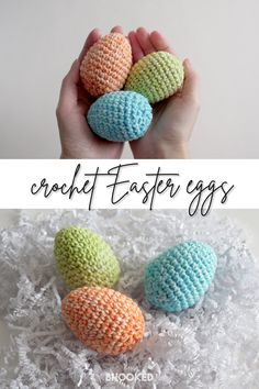 crochet easter eggs with text overlay