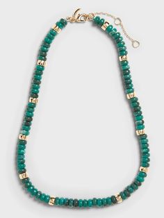 Dress it up or dress it down, our jewelry collection is filled with pieces that add instant polish.  Acrylic (faux malachite) beads.  Lobster clasp.  Length: 18" (45. 7cm) with 2" extender. Turquoise Malachite Beaded Jewelry, Adjustable Beaded Malachite Necklace, Adjustable Beaded Malachite Necklaces, Beaded Malachite Necklaces, Necklace Dress, Beaded Necklaces, Spring Style, Bead Necklace, Lobster Clasp