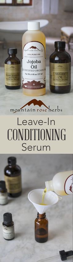 Wild hair? Easy DIY conditioning recipe by Mountain Rose Herbs. Hair Serum Recipe, Serum Recipe, Hair Recipes, Rose Skincare, Skincare Recipes, Conditioning Hair, Mountain Rose, Mountain Rose Herbs, Diy Shampoo