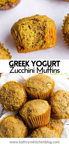 greek yogurt zucchini muffins are an easy, healthy snack