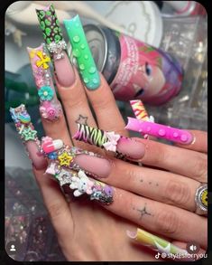 Xl Junk Nails, Acrylic Nails Xl, Long Junk Nails, Exotic Nails Acrylic, Extendo Nails, Junk Nails, Curved Nails, Punk Nails, Hard Nails