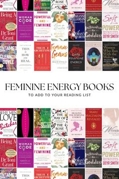 the front cover of feminine energy books to add to your reading list, with an image of