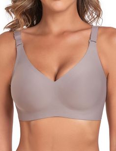 PRICES MAY VARY. Creamy Smooth & Lightweight Bralette - Our bra is made of 55% Nylon+45% Spandex. The fabric is super soft and breathable, smooth like cream, feeling like a second layer of skin. It also has good durability with no peculiar smell, which will not tear, pill or color loss after long wear. S: 32B,32C,32D,34A,34B, 32DD; M: 34C,34D,36A,36B, 34DD; L: 36C,36D,38A,38B, 36DD; XL: 38C,38D,40A,40B, 38DD; XXL: 40C,40D,42A,42B, 40DD; 3XL: 42C,42D,44A,44B, 42DD V-neck Design Seamless Bra - Thi Best Back Smoothing Bras, Best Wireless Bras, Best Bras For Comfort And Support, Best Bras For Large Bust, 1940's Fashion, Sleep Bra, Minimiser Bra, Dress Classy, Layers Of Skin