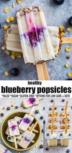 healthy blueberry popsicles made with palen, glub - free options for low carb and keto