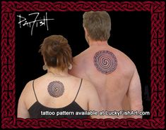 a man and woman with tattoos on their backs