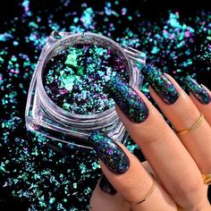 Chameleon Flakes Nail Mirror Effect Multi Chrome sequins decor Ultra Fine B-02 | eBay Nail Flakes, Holographic Glitter Nails, Chameleon Nails, Nail Sequins, Glitter Flake, Glitter Powder, Holographic Nails, Glitter Nail Art, Holographic Glitter