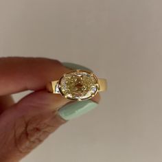 AARYAH | *NEW* Isla Ring Unique Engagement Rings Traditional, Old Hollywood Wedding Ring, Gold Thick Engagement Ring, Thick Gold Ring With Stone, Large Stone Ring, Modern Minimalist Engagement Ring, Kourtney Kardashian Engagement Ring, Big Unique Engagement Rings, Emily Mariko Engagement Ring