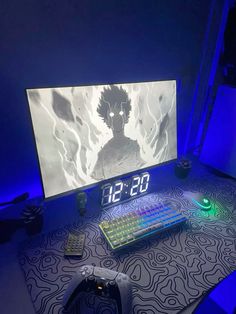 a desktop computer sitting on top of a desk next to a keyboard and mouse pad