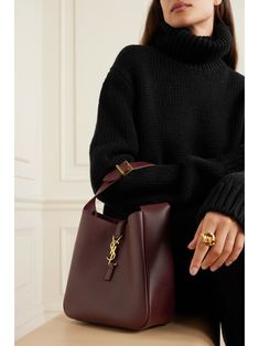 Burgundy Le 5 à 7 Supple small leather shoulder bag | SAINT LAURENT | NET-A-PORTER Small Ysl Bag, Ysl Burgundy Bag, Everyday Designer Handbags, Purses And Handbags Aesthetic, Bordo Aesthetic, Sac Aesthetic, Ysl Bag Outfit, Hobo Bag Outfit, Ysl Outfit