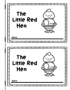 the little red hen bookmarks are shown in black and white, with text on them