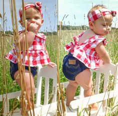 Three Piece Denim Set with Checkered Top for Your Little Baby Cute Summer Bottoms For Playdate, Clothes Cute, Baby Vest, Everything Baby