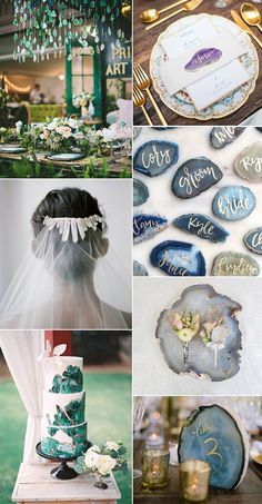 a collage of photos with different wedding themes