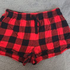 Black And Red Plaid Pj Shorts, New W/O Tags -Washed But Never Worn Red Plaid Shorts, Sleepwear Black, Pajamas Aesthetic, Pj Shorts, Red And Black Plaid, Plaid Shorts, Pajama Shorts, Red Plaid, Dream Wardrobe