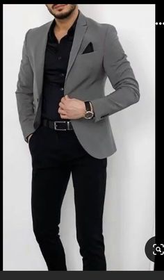 Informal Dress Men, Mens Blazer Styles Classy Wedding, Blazer With Jeans Mens Wedding, Mens Outfits Blazer, Gray Blazer Outfit Men, Gray Blazer Outfit Mens, Mens Blazer Styles Classy, Gray Blazer Men, Grey Blazer Outfit Men