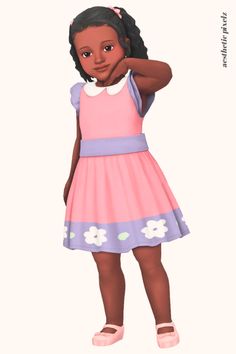 Best Maxis Match Sims 4 Toddler CC (Lookbook + Links to Download) - Aesthetic Pixelz Sims 4 Formal, Black Toddler Girl, Cc Lookbook, Toddler Cc Sims 4, Pink Formal Dress, Black Toddler, Sims 4 Toddler, Unisex Clothes