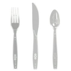 three forks, two knives and one spoon are shown in the image on a white background