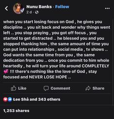 the text on the phone says, when you start losing focus on god, he gives you