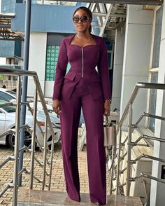 Dope Fashion Outfits, Two Piece Outfits Pants, Purple Two Piece, Modesty Outfits, Corporate Attire