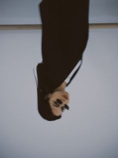 an upside down view of a person's shoes