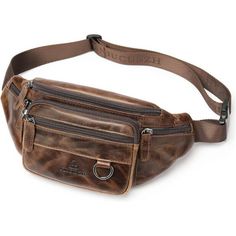 So Many Zippers! This Fannypack Has 6 Zipper Pockets, Give You More Access To Various Items In Separate Compartments. It Features Heavy Metal Zippers For Safety Closure. Hand Crafted From Full-Grain Leather. It Is A Thick Cowhide, Soft, Comfortable And Durable. Size: 12"L X 5"H X 3.5"W. Good Size And Many Pockets For Your Daily Small Items, Carries Your Phone, Wallet, Keys, Cards, Coins. Long Adjustable Belt- Fits Size From 32 To 45 Inches (Bag Size Included). Easy To Dress On And Down Quickly W Brown Casual Chest Bag For Daily Use, Casual Brown Chest Bag For Daily Use, Casual Leather Chest Bag With Cell Phone Pocket, Everyday Brown Chest Bag With Pockets, Brown Casual Chest Bag For Outdoor, Casual Brown Belt Bag For Everyday Use, Casual Brown Chest Bag For Outdoor, Casual Leather Belt Bag For Daily Use, Casual Brown Chest Bag For Everyday