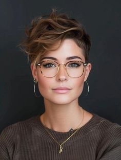 Explore Pixie Haircut Trends for 2024 Pixie Haircut And Glasses, Short Pixie Haircuts With Highlights, Short Haircuts 2024 Trends, Short Hair Diamond Face, Haircolors Trends 2024, Short Haircut Undercut, Women’s Short Haircuts Pixie, 2024 Pixie Trends