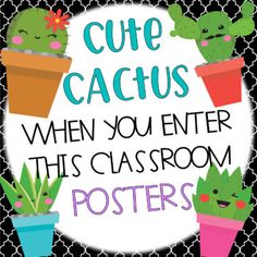 a classroom poster with cactuses and the words cute cactis when you enter this classroom posters