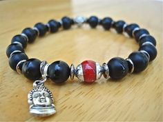 Men's Spiritual Tibetan Buddha Bracelet with Semi Precious | Etsy Gemstone Accessories, Tibetan Buddha, Buddha Bracelets, Red Jade, Silver Caps, Elegant Bracelet, Beaded Jewelry Diy, Tibet, Pandora Charm Bracelet