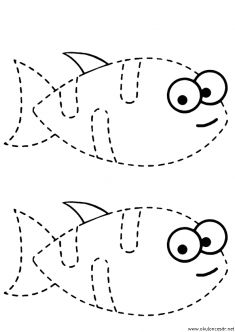 two fish cut out from paper to make them look like they have eyes and mouths