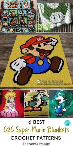 the 6 best crochet mario blanket patterns for kids and adults to use on their bed