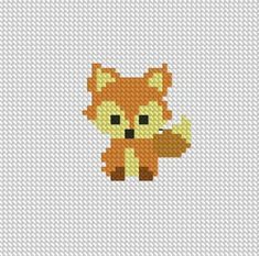 a cross stitch pattern with an orange fox