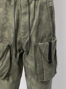 Shop Mostly Heard Rarely Seen Zipoff cargo trousers with Express Delivery - FARFETCH Taper Design, Cargo Trousers, Green Cotton, Welt Pockets, Flap Pocket, Welt Pocket, Cargo Shorts, Ankle Length, Size Clothing