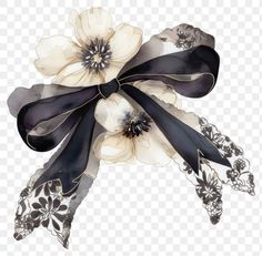 an image of flowers with black and white ribbons