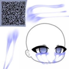 a drawing of a person with blue eyes and a qr code on their face