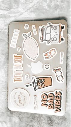 the sticker sheet has various items on it