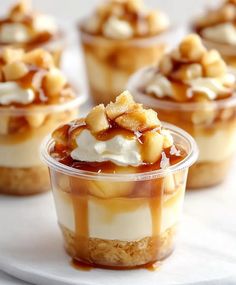 Caramel Apple Dessert Cups Recipe - Caramel Apple Shooters, Mini Layered Dessert Cups, Caramel Apple Cups, Thanksgiving Dessert Shooters, No Bake Cup Desserts, Caramel Apple Dessert Cups, Pudding Cups Ideas Desserts, Christmas Finger Desserts, Mini Desserts For Parties In Cups